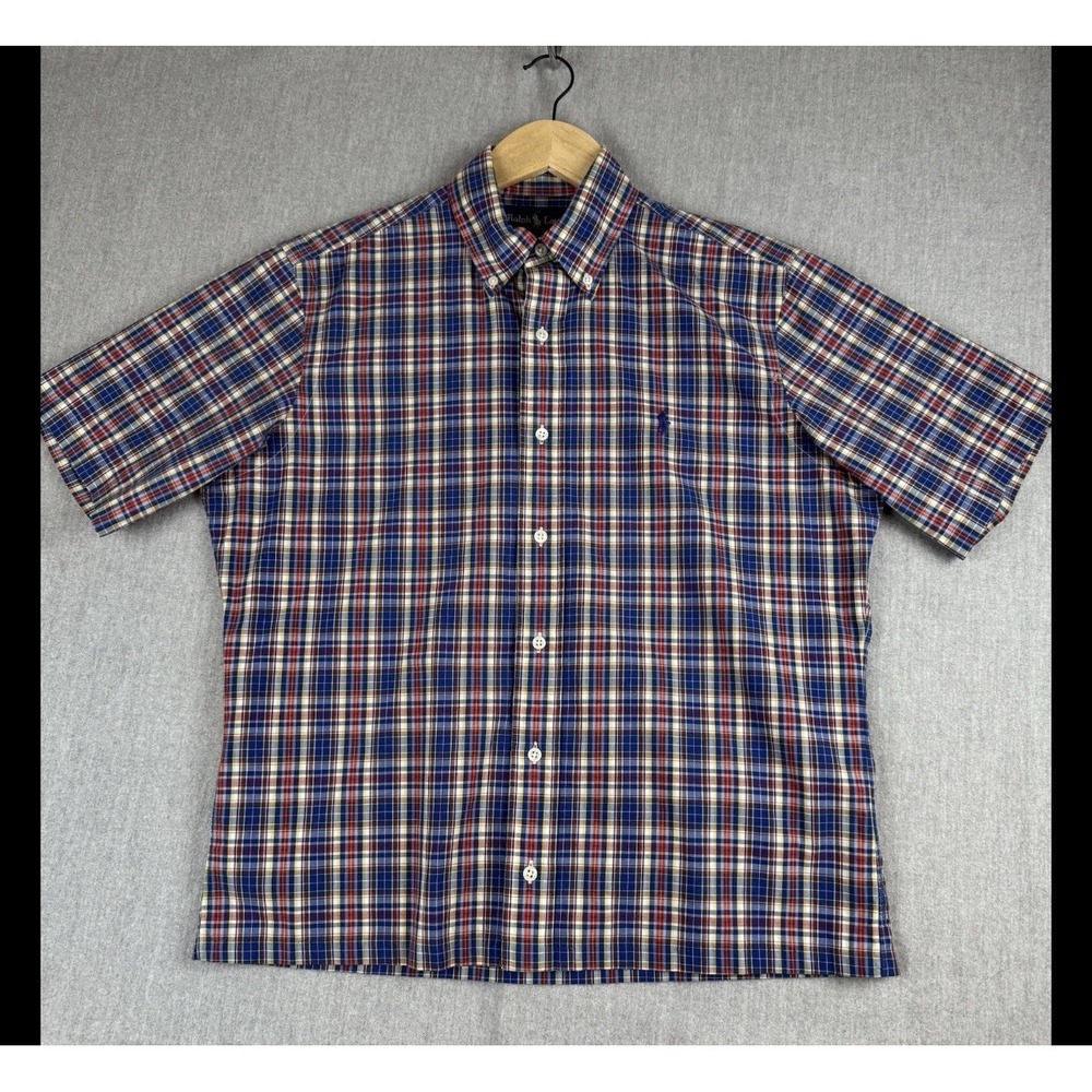 Ralph Lauren Plaid Short Sleeve Button Down Shirt Mens Classic Fit XL